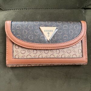 GUESS Signature Brown and Tan Wallet
